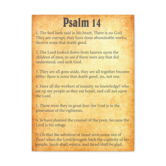 Scripture Sign Psalm 14 Chapter Gold Bible Canvas Christian Wall Art Ready to H